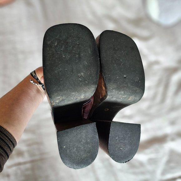 RARE Vintage SONAX Stacked Platform Chunky Boots from the 90s, Brown, US10 - Picture 6 of 9